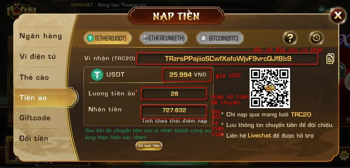 Hướng dẫn nạp tiền iWin Hướng dẫn nạp tiền vào tài khoản iWin